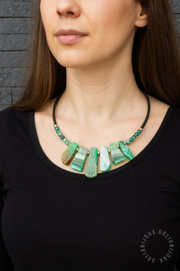 Colier handmade unicat - agate naturale (cod1359)