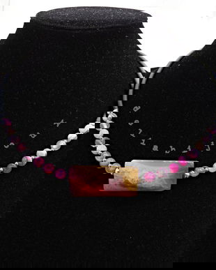 Colier statement din agate naturale pandantiv agat fațetat, handmade, design modern (cod1360)