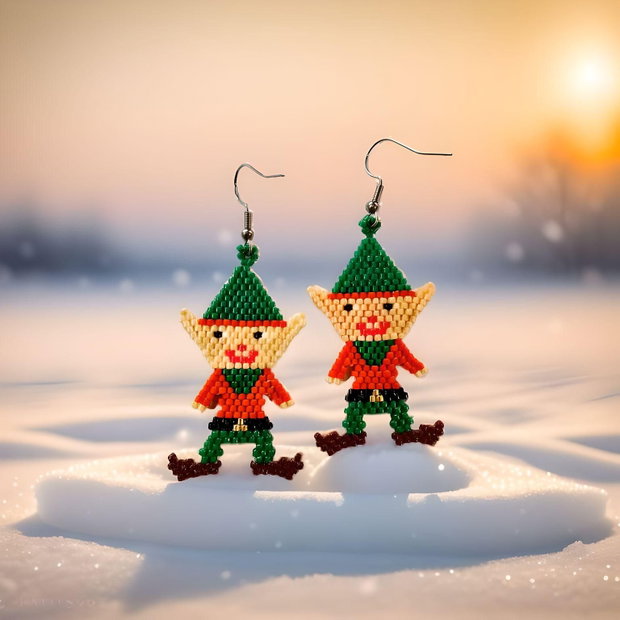 Cercei Elf de Crăciun Handmade din mărgele Miyuki