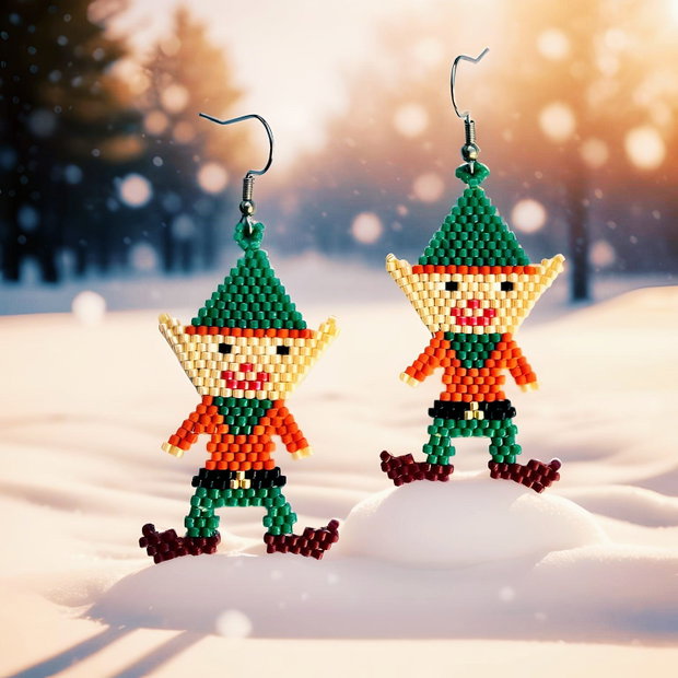 Cercei Elf de Crăciun Handmade din mărgele Miyuki