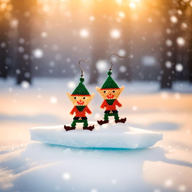 Cercei Elf de Crăciun Handmade din mărgele Miyuki