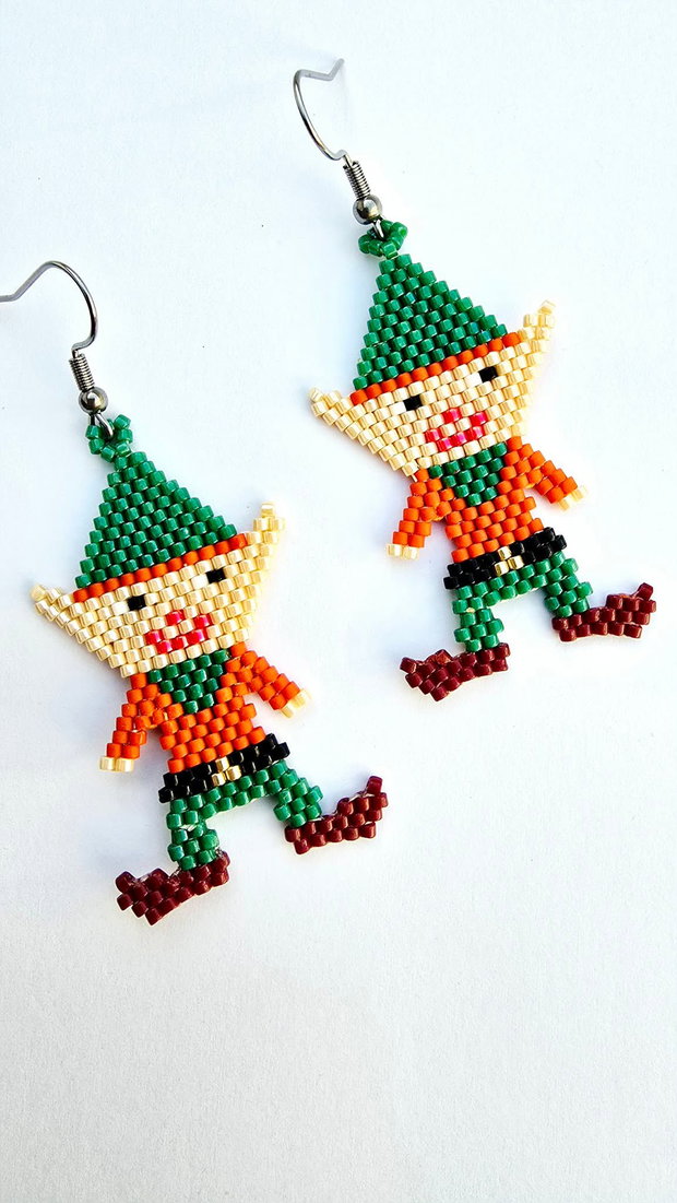 Cercei Elf de Crăciun Handmade din mărgele Miyuki