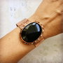 Bratara vintage cupru & obsidian natural