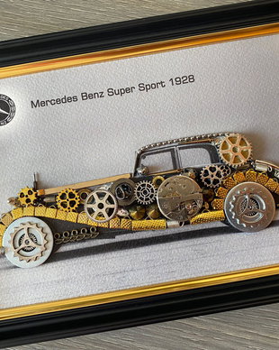 Mercedes Benz Super Sport1928 Cod M 638・Tablou din piese si mecanisme vintage・Cadouri pentru pasionații de masini