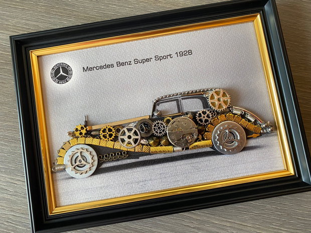 Rezervat _ Mercedes Benz Super Sport1928 Cod M 638・Tablou din piese si mecanisme vintage・Cadouri pentru pasionații de masini