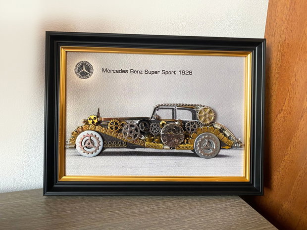 Rezervat _ Mercedes Benz Super Sport1928 Cod M 638・Tablou din piese si mecanisme vintage・Cadouri pentru pasionații de masini