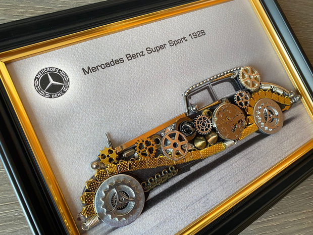 Rezervat _ Mercedes Benz Super Sport1928 Cod M 638・Tablou din piese si mecanisme vintage・Cadouri pentru pasionații de masini