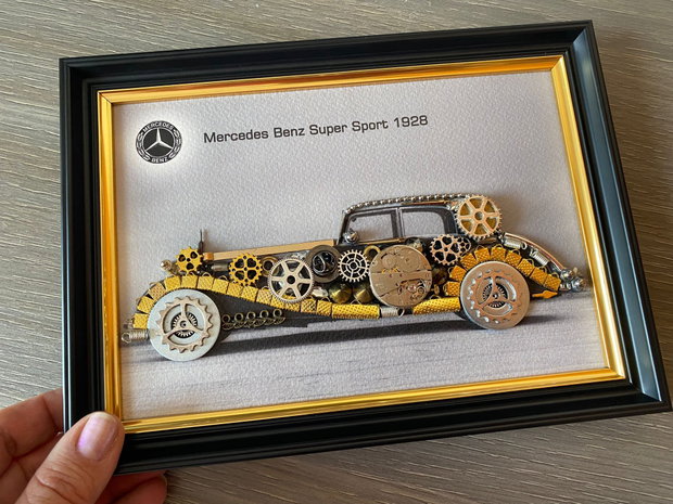Rezervat _ Mercedes Benz Super Sport1928 Cod M 638・Tablou din piese si mecanisme vintage・Cadouri pentru pasionații de masini