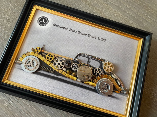 Rezervat _ Mercedes Benz Super Sport1928 Cod M 638・Tablou din piese si mecanisme vintage・Cadouri pentru pasionații de masini