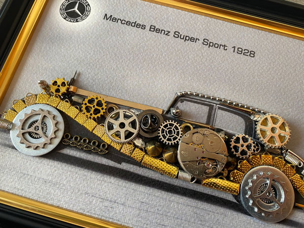 Rezervat _ Mercedes Benz Super Sport1928 Cod M 638・Tablou din piese si mecanisme vintage・Cadouri pentru pasionații de masini