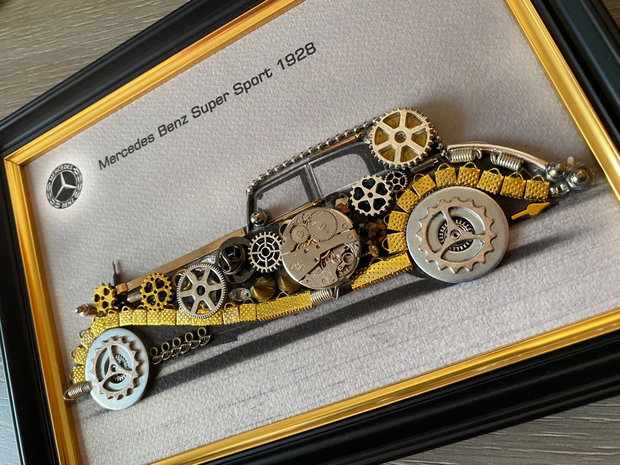 Rezervat _ Mercedes Benz Super Sport1928 Cod M 638・Tablou din piese si mecanisme vintage・Cadouri pentru pasionații de masini