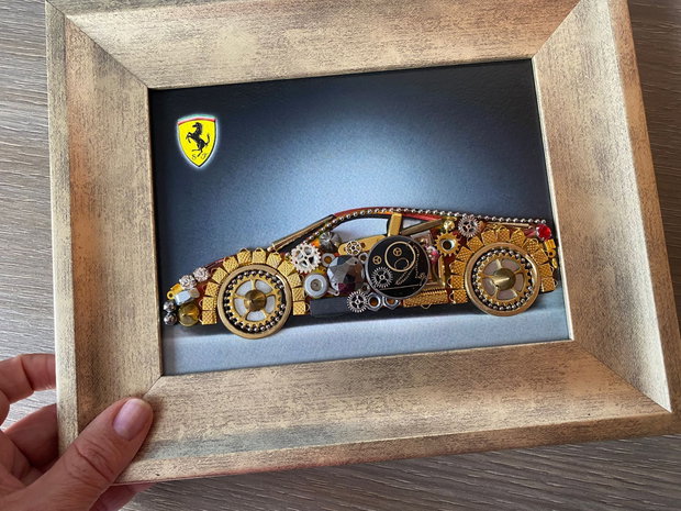 Masina sport model Ferrari Cod M 622・Cadou pentru pasionații de Ferrari・Cadouri steampunk・Decoratiune Ferrari