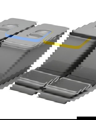 Cos de gunoi Praktico Orion incorporabil in sertar, colectare selectiva, cu 2 recipiente, pentru corp de 600 mm latime, H:300 mm