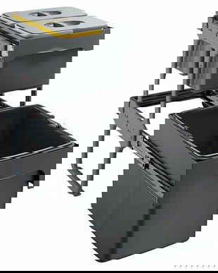 Cos de gunoi Tandem Short incorporabil, colectare selectiva, cu 1 compartiment x 34 litri si 2 compartimente x 12 litri