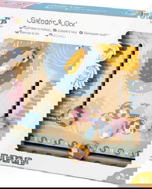 Calendar cu ceas din lemn