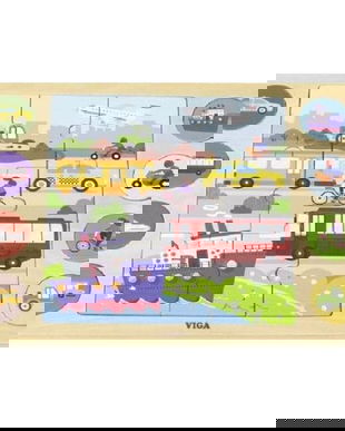 Puzzle de lemn: Gaseste si potriveste. Mijloace de transport