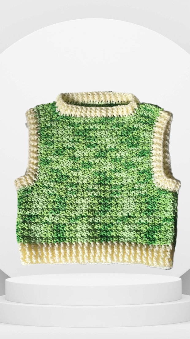Vestă croșetată handmade Soft Green