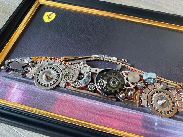 Masina model Ferrari Cod M 660・Tablou masini・Cadouri pentru prieteni・Masini de epoca・Colaj accesorii metalice