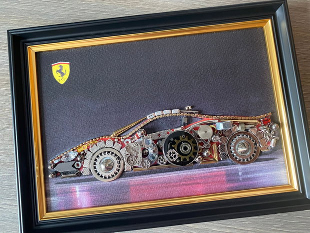 Masina model Ferrari Cod M 660・Tablou masini・Cadouri pentru prieteni・Masini de epoca・Colaj accesorii metalice
