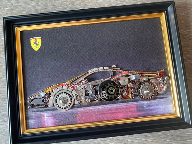Masina model Ferrari Cod M 660・Tablou masini・Cadouri pentru prieteni・Masini de epoca・Colaj accesorii metalice