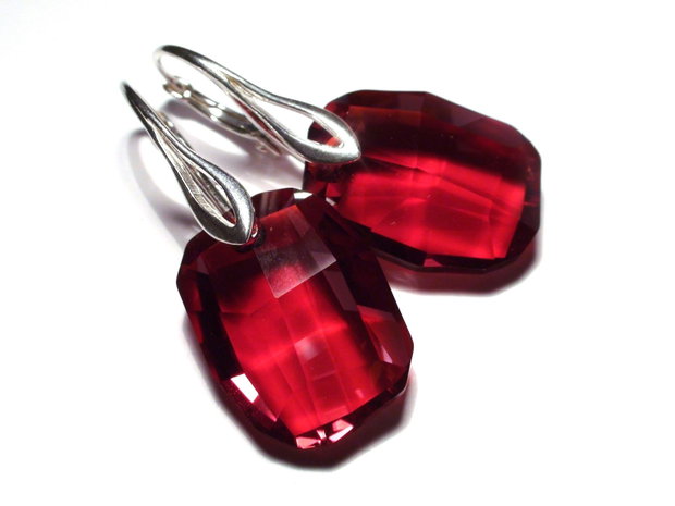 Cercei Cristale Swarovski rosii - CE256.3 - cercei rosii, cercei argint 925, cercei pietre mari, cercei ocazie, cercei cadou, cadou iubita, cadou sotie, cercei cristale rosii, cercei nasa