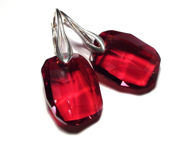 Cercei Cristale Swarovski rosii - CE256.3 - cercei rosii, cercei argint 925, cercei pietre mari, cercei ocazie, cercei cadou, cadou iubita, cadou sotie, cercei cristale rosii, cercei nasa