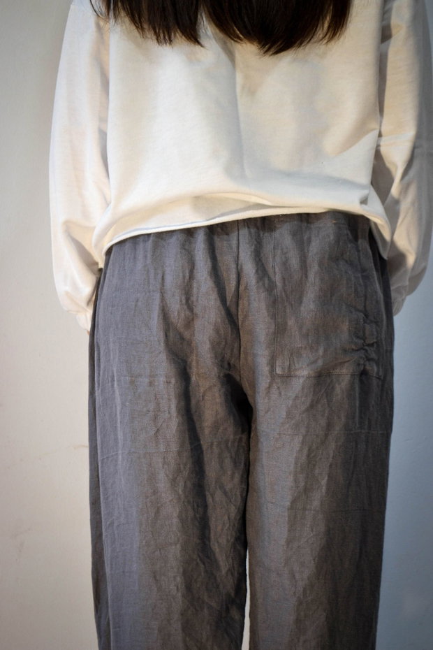 Pantaloni cu croială lejeră din in 100% culoare gri antracit