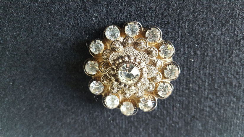 BROSA/PANDANTIV SUPERBA ANII 40 ARGINT FILIGRAN SI CRISTALE BOEHMIA