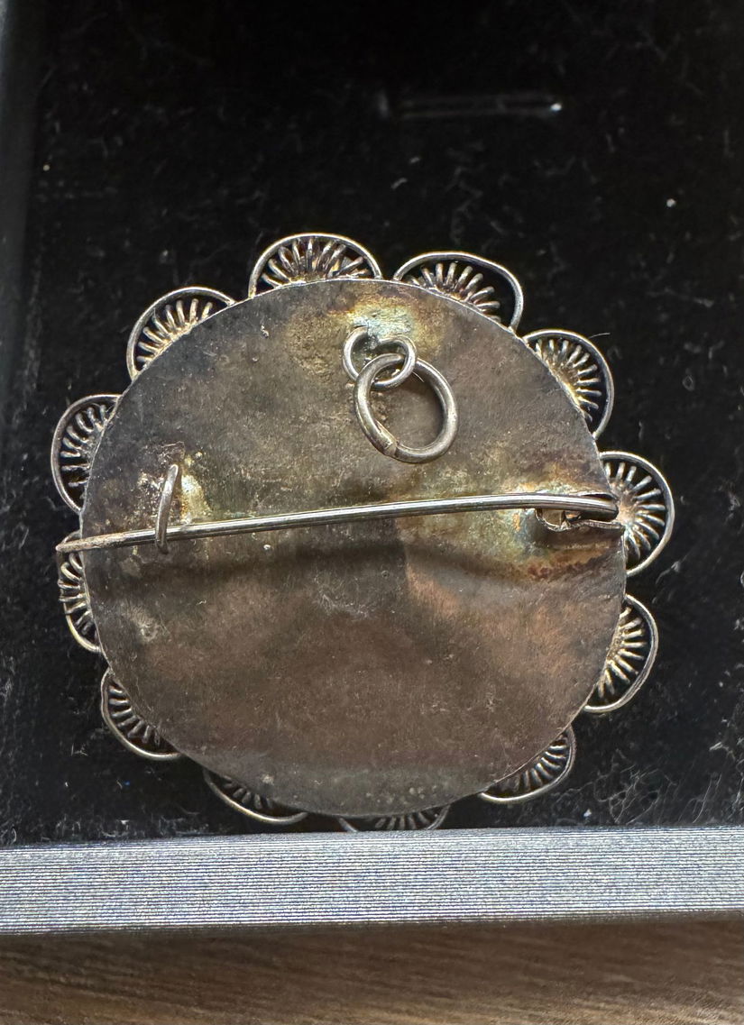 BROSA/PANDANTIV SUPERBA ANII 40 ARGINT FILIGRAN SI CRISTALE BOEHMIA