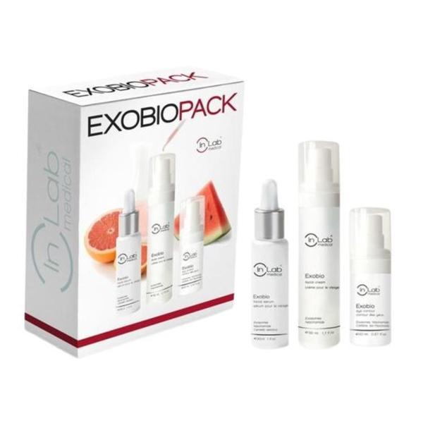 Set anti-&icirc;mbătr&acirc;nire cu exozomi Exobio Pack Inlab Medical ( Ser facial 30 ml + Crema 50 ml +  Gel contur ochi 20 ml ) Inlabmed069