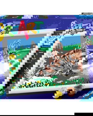 Pictura pe numere. Pisicuta si iepuras