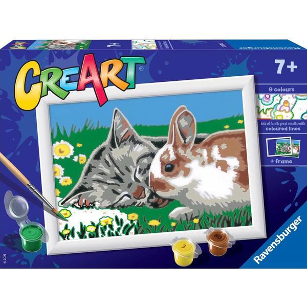 Pictura pe numere. Pisicuta si iepuras