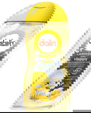 Sampon si Gel de Dus pentru Bebelusi (0+), Parfum de Vanilie - Dalin Comfort &amp; Happy Baby Shampoo &amp; Body Wash, 500 ml
