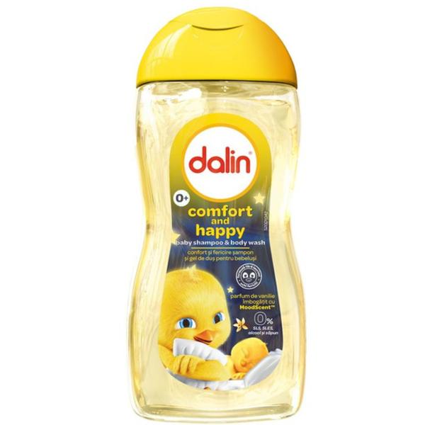 Sampon si Gel de Dus pentru Bebelusi (0+), Parfum de Vanilie - Dalin Comfort &amp; Happy Baby Shampoo &amp; Body Wash, 500 ml