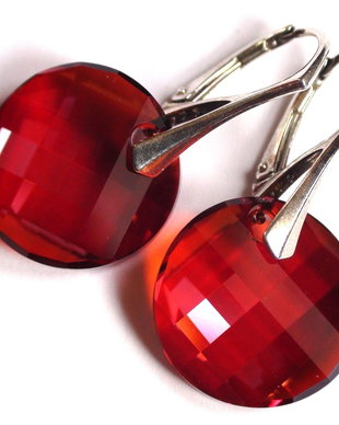 Cercei Cristale Swarovski si argint 925 - CE292 - cercei Swarovski, cadou iubita, cercei ocazie, cadou romantic, cercei cadou, cadou sotie, cercei rosii, cercei nasa