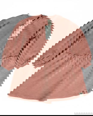 Rochie H&M fetiță roz pudrat, mâneci bufante  stil casual chic, marimea 86