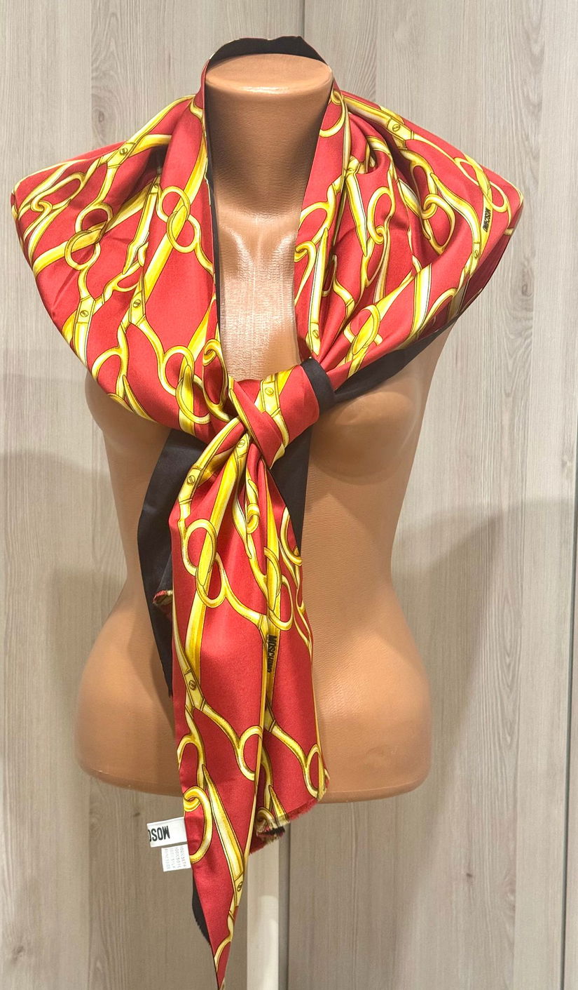 ESARFA ELEGANTA MOSCHINO ORIGINALA DOUBLE FACE MATASE NATURALA,SEMNATA.UNISEX