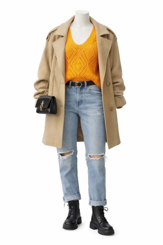 Pulover bluza model dantela tricotat manual galben păpădie