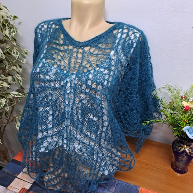 Capă/bolero mohair turcoaz