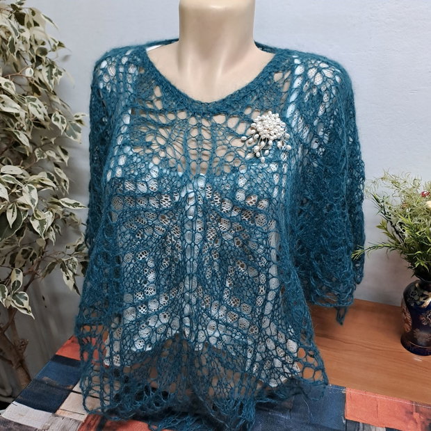 Capă/bolero mohair turcoaz