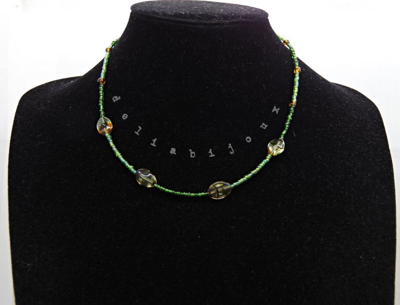 Colier unicat din margele de nisip si sticlă Cehia (cod1363)