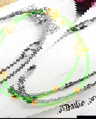 Colier unicat din margele de nisip si sticlă Cehia (cod1363)