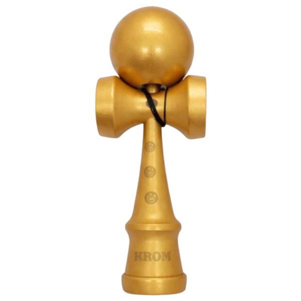Kendama Profesională Krom din Lemn, Finish Auriu Metalic, Jucărie de &Icirc;ndem&acirc;nare, 18 cm