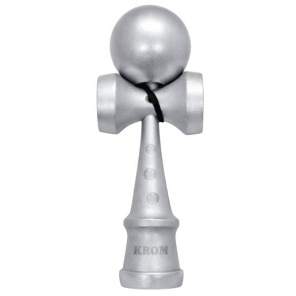 Kendama Profesională Krom din Lemn, Finish Argintiu Metalic, Jucărie de &Icirc;ndem&acirc;nare, 18 cm