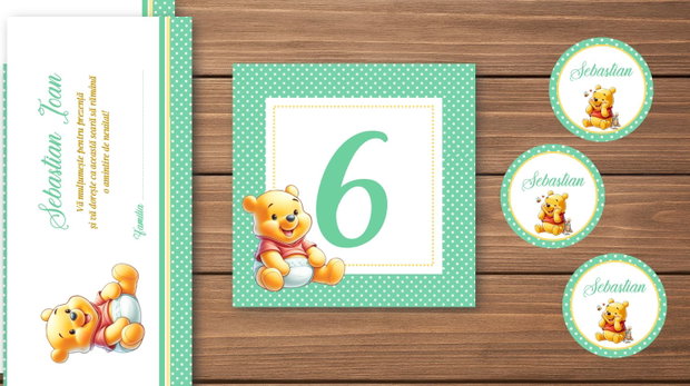 Plicuri bani botez băieței Winnie the Pooh, vernil