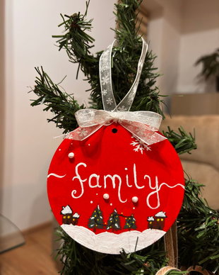 Ornament / glob / cadou Craciun familie, mesaj personalizat
