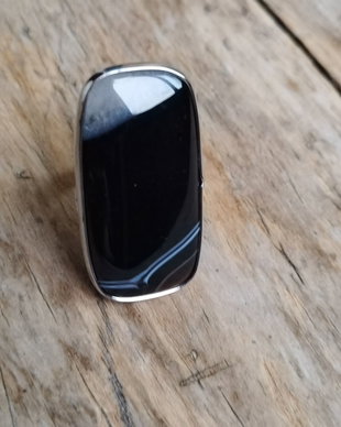 Inel agata sardonyx neagra, reglabil