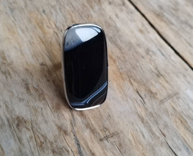 Inel agata sardonyx neagra, reglabil