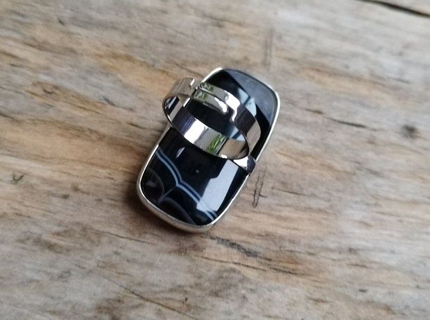 Inel agata sardonyx neagra, reglabil