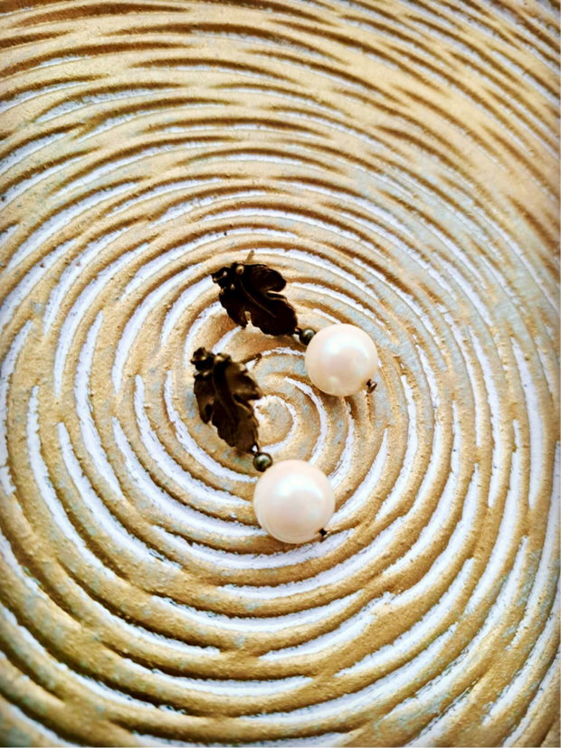 Cercei vintage perle crem Swarovski